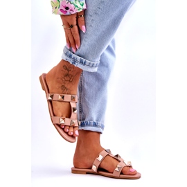 Kvinnors tofflor med stora nakna studs rosa 4