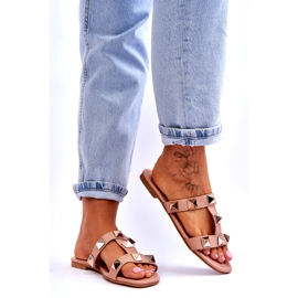 Kvinnors tofflor med stora nakna studs rosa 5