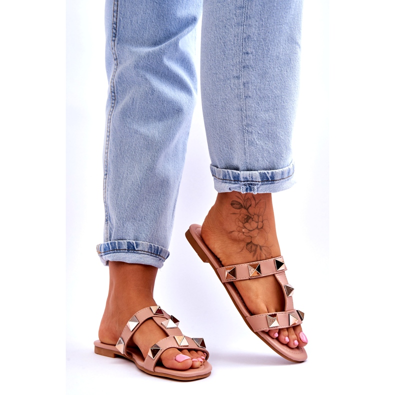 Kvinnors tofflor med stora nakna studs rosa 5