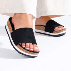 Svarta mockatofflor med Shelovet tjocka sulor 1