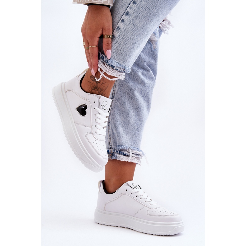 FJ1 Klassiska Sportskor Med Hjärta Vitt Och Svart Amore 2