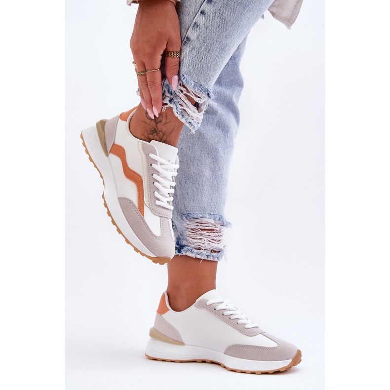 FJ1 Damsportskor i läder Vit-Orange Somerio 1