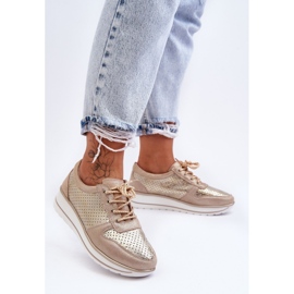 Lädersportskor med perforering S.Barski AL22246 Guld gyllene 1