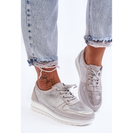 Lädersportskor med perforering S.Barski AL22246 Silver silver- 2