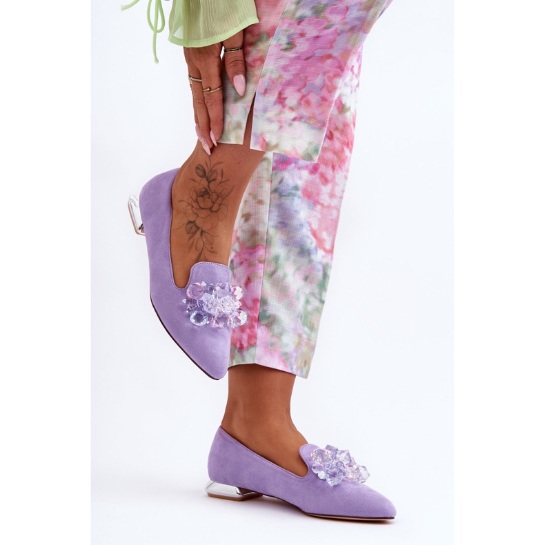 PS1 Dam Loafers med utsmyckade platta klackar Lila Sloane violett 1