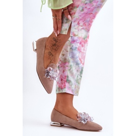 PS1 Damutsmyckade Loafers med platta klackar Mörkbeige Sloane 2