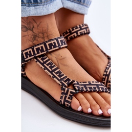 Damsportsandaler i satin svart och beige Victory 2