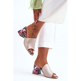 Lewski Shoes Högklackat läder för kvinnor Leski-skor 3209/K Pearl Beige 1