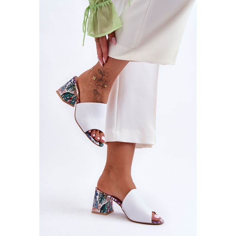 Lewski Shoes Högklackat läder för kvinnor Leski-skor 3209/K Vit 2