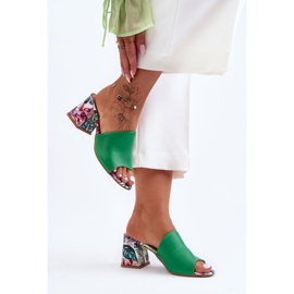 Lewski Shoes Högklackat läder för kvinnor Leski-skor 3209/K Grön 1