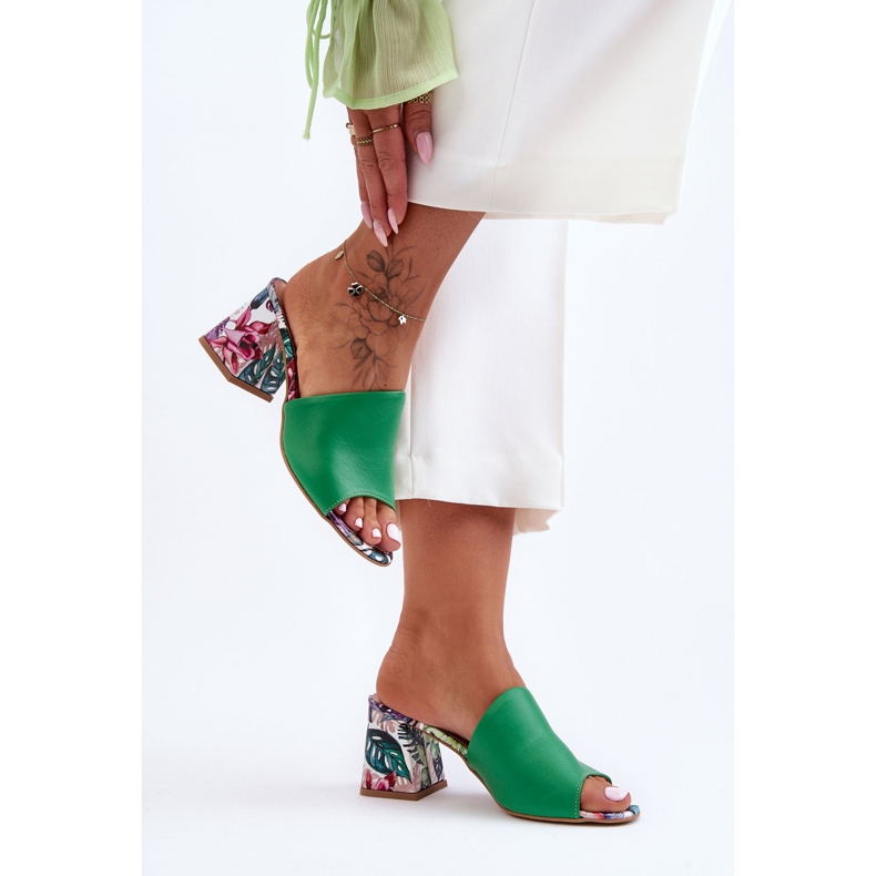 Lewski Shoes Högklackat läder för kvinnor Leski-skor 3209/K Grön 1