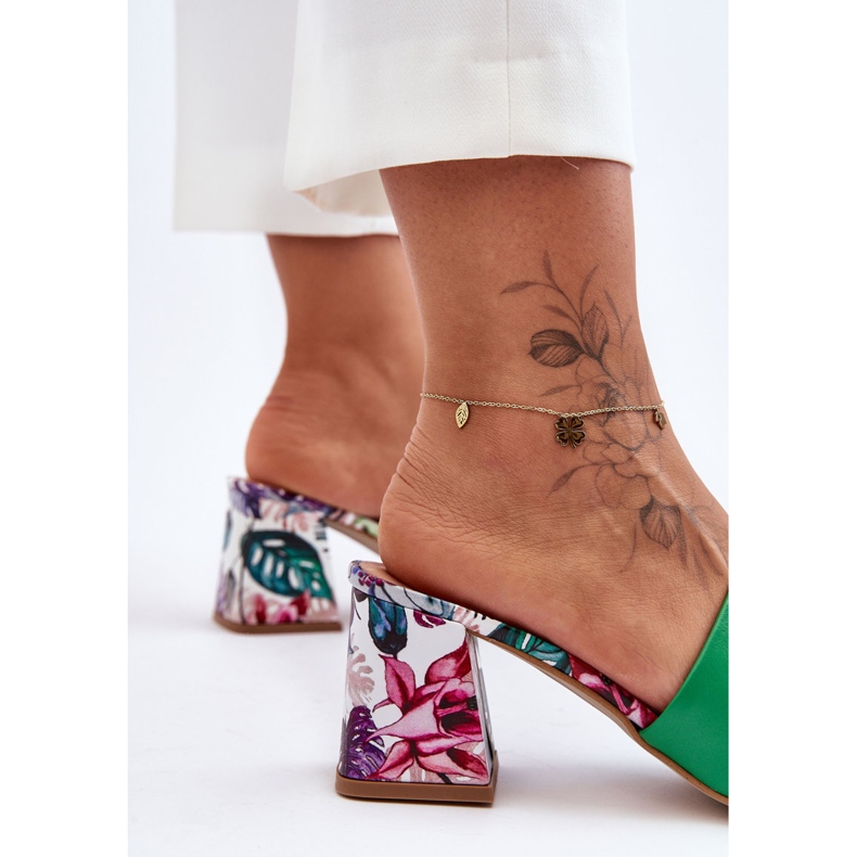 Lewski Shoes Högklackat läder för kvinnor Leski-skor 3209/K Grön 2