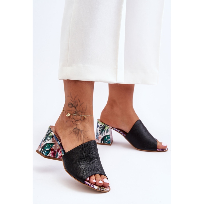 Lewski Shoes Högklackat läder för kvinnor Leski-skor 3209/K Svart 1