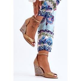 Lädersandaler Laura Messi 2603/784 Guld gyllene 2