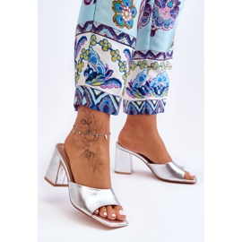 Klassiska lädertofflor för kvinnor Silver Loara silver- 1