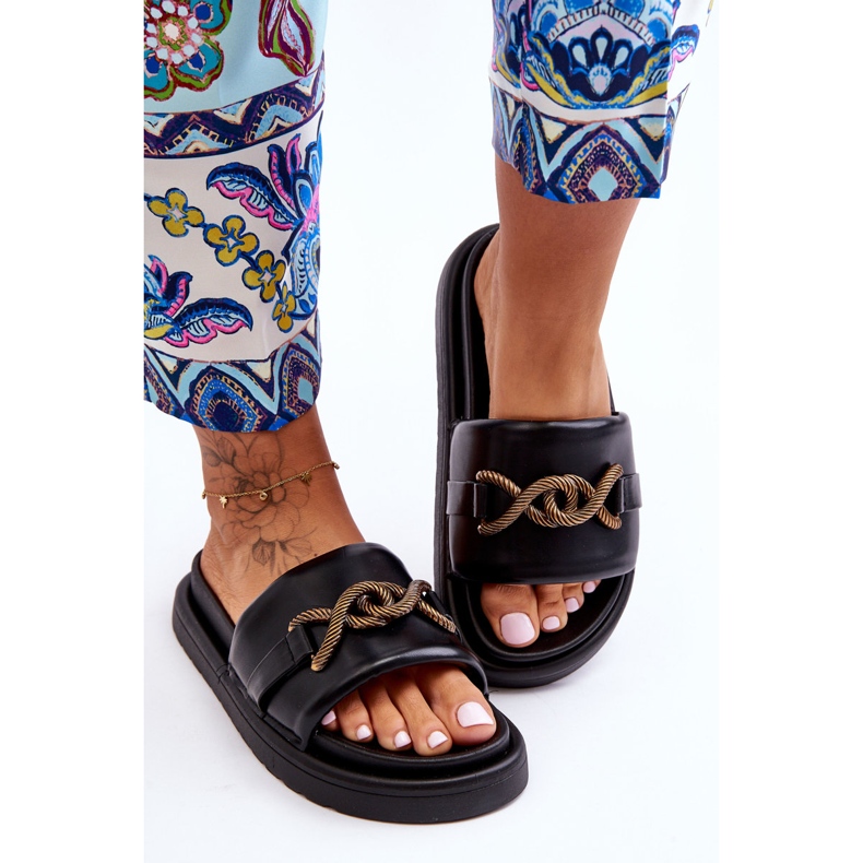 Damsandaler med dekoration Svart Verso 2