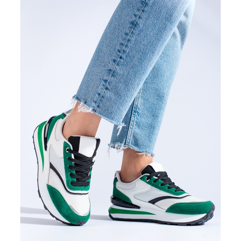 Vita och gröna sneakers för kvinnor på Shelovet-plattformen 2
