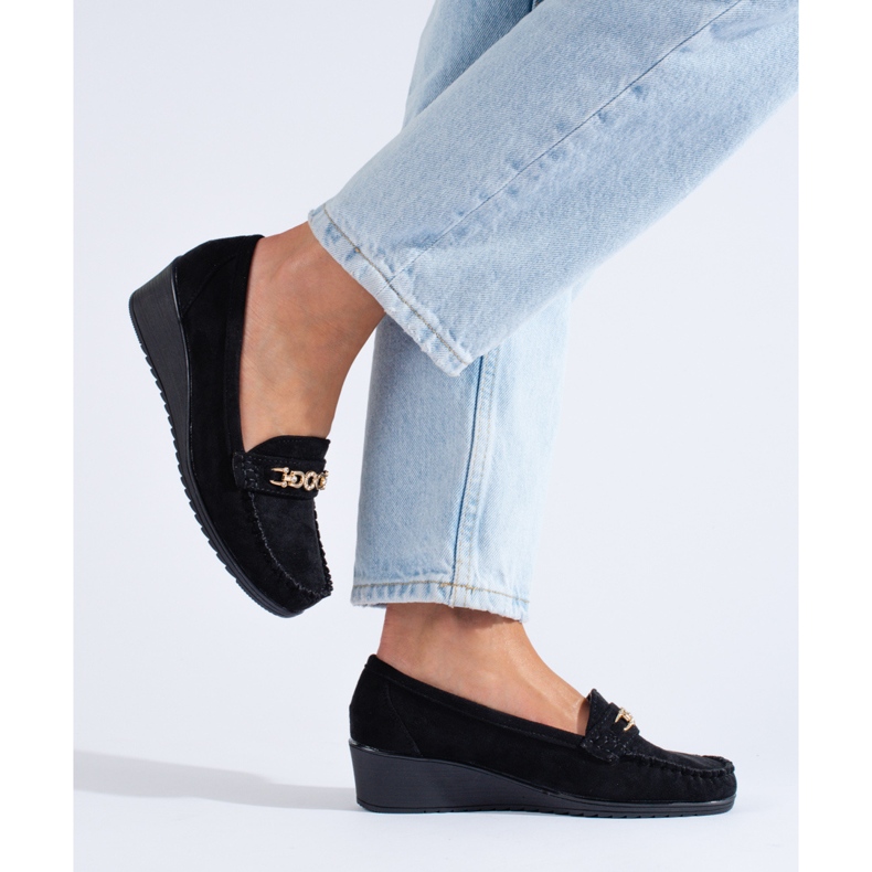 Svarta kilskor i mocka från Shelovet 1