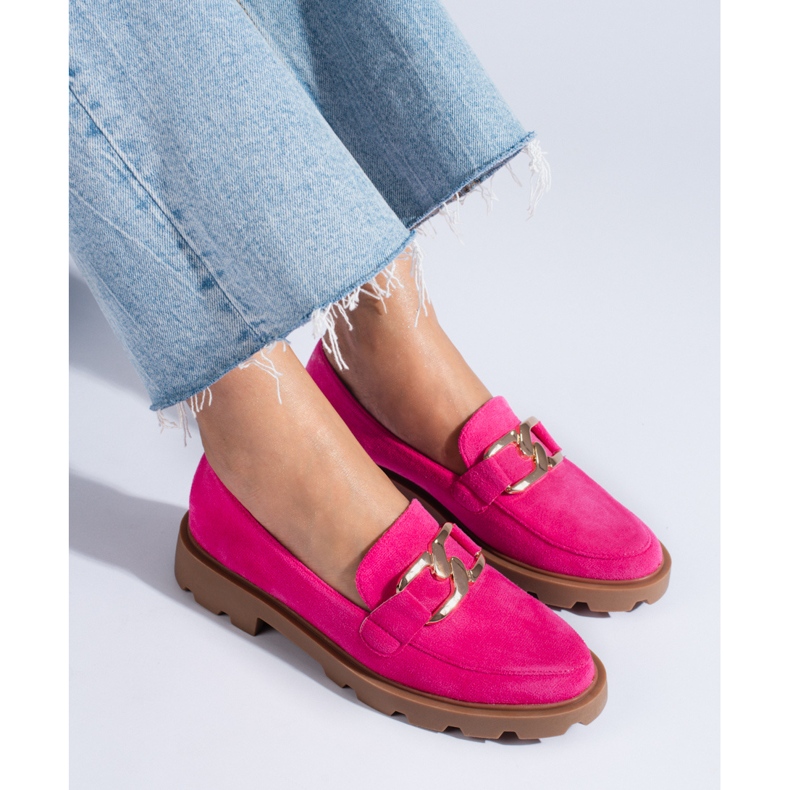 Brogues i mocka med kedja Shelovet fuchsia rosa 1