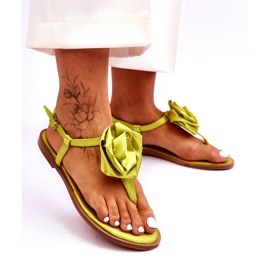 STEPHAN Flip-flop sandaler för kvinnor med en tygrosa, lime grön 2