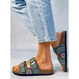 Seastar Korktofflor med pärlor från Adaora Green grön 2