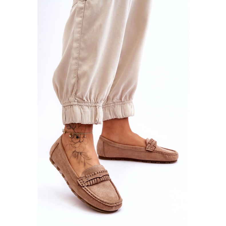 Loafers i mocka för kvinnor Beige 2