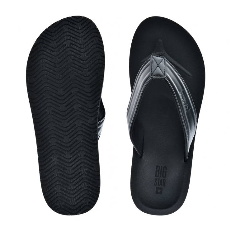 Herrflipflops gjorda av ekologiskt läder svart Big Star LL174605 1