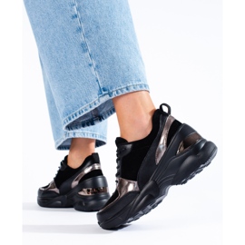 Svarta lädersneakers för kvinnor Shelovet 2