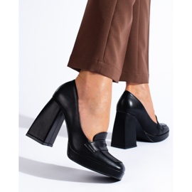 Shelovet svarta stövlar med ett tjockt block 1