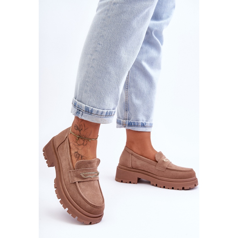 PS1 Slip-on Loafers i mocka för kvinnor Mörkbeige Pure Love 1