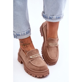 PS1 Slip-on Loafers i mocka för kvinnor Mörkbeige Pure Love 2