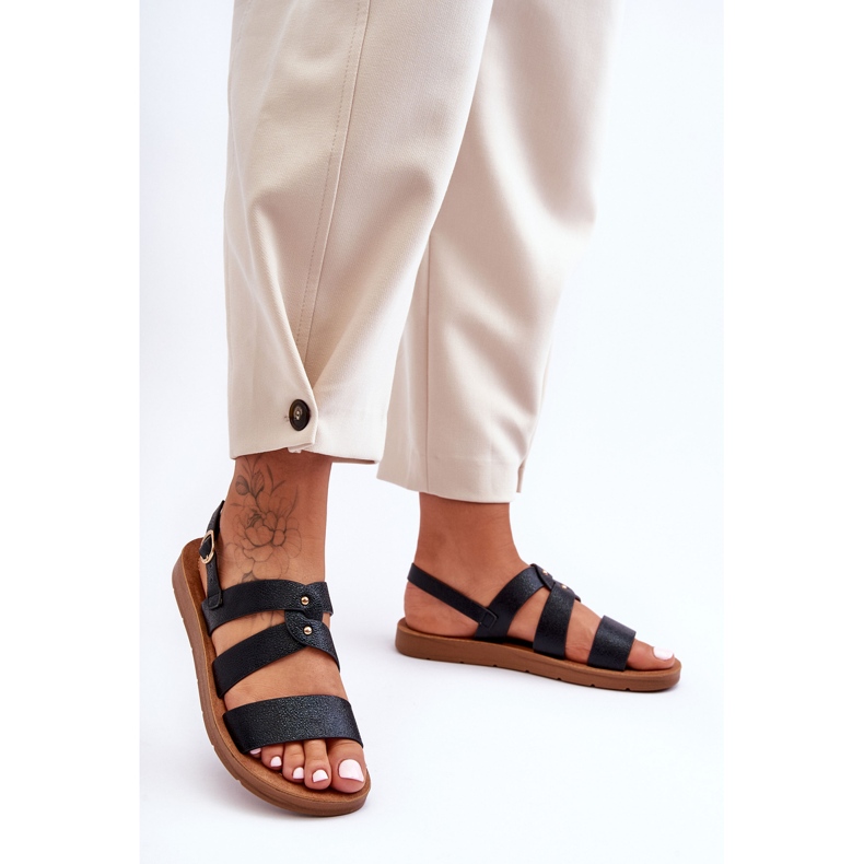 PG1 Svarta Catalia glänsande sandaler för kvinnor 1