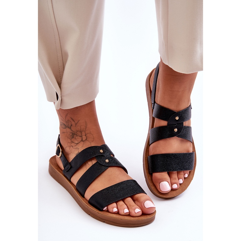 PG1 Svarta Catalia glänsande sandaler för kvinnor 2