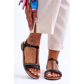 Svarta Penna Cubic Zirconia sandaler för kvinnor 2