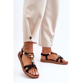 PG1 Smyckade glittersandaler för kvinnor Svart Midol 2