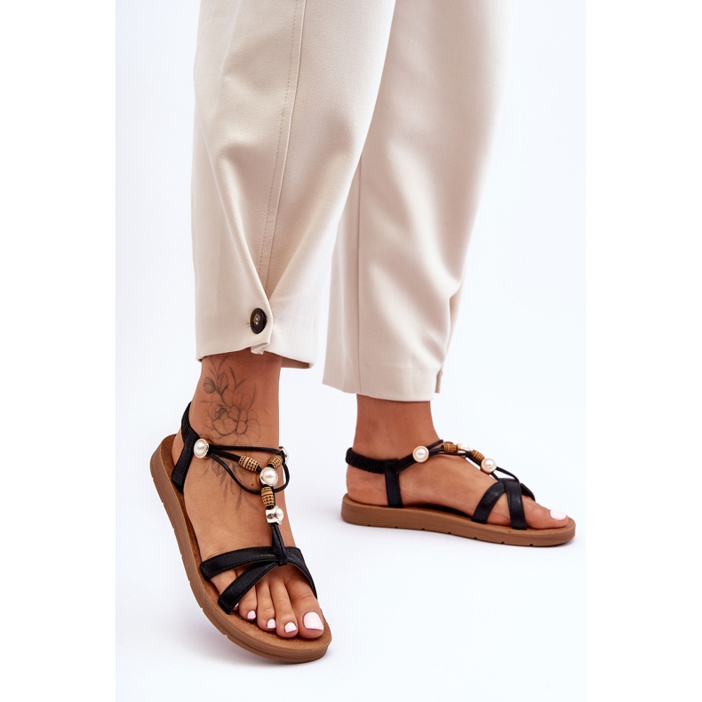 PG1 Smyckade glittersandaler för kvinnor Svart Midol 2