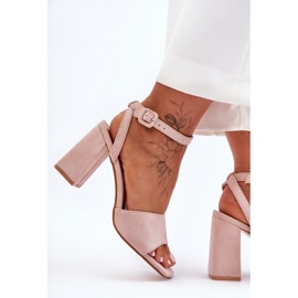 Naken Harriet Sandaler med hög klack i mocka rosa 2