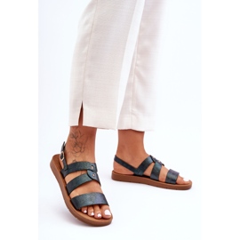 PG1 Glänsande sandaler för kvinnor, mörkgröna Catalia 1