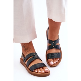 PG1 Glänsande sandaler för kvinnor, mörkgröna Catalia 2