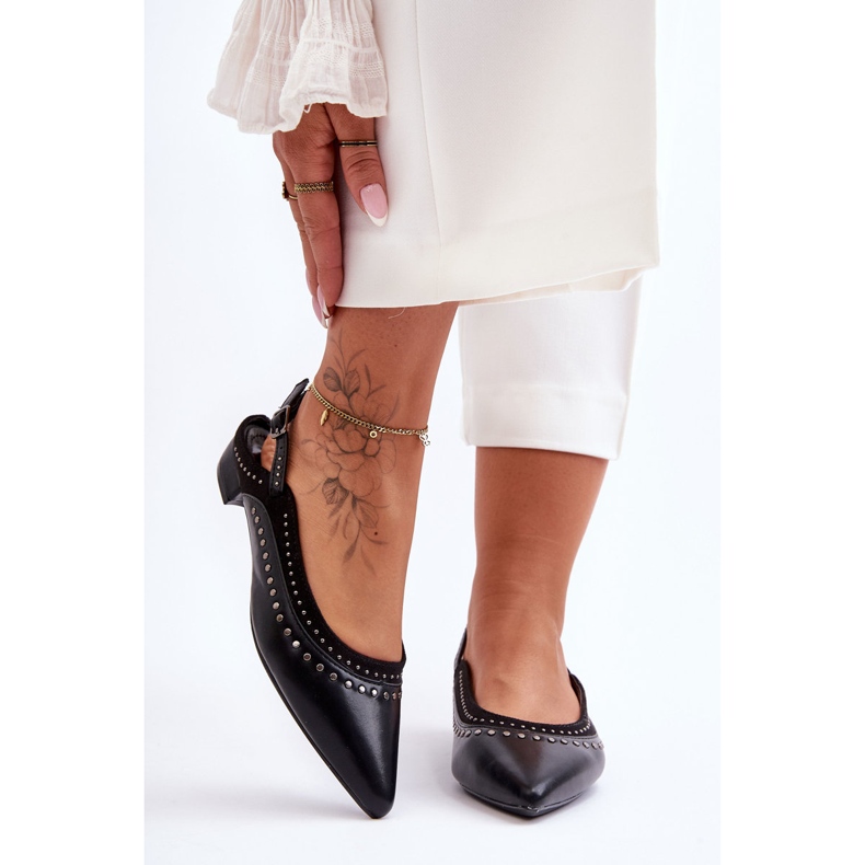 PG1 Läderballerinor med dubbar Svart Laroshe 1