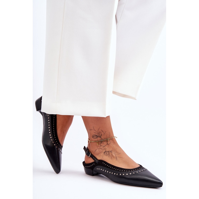 PG1 Läderballerinor med dubbar Svart Laroshe 2