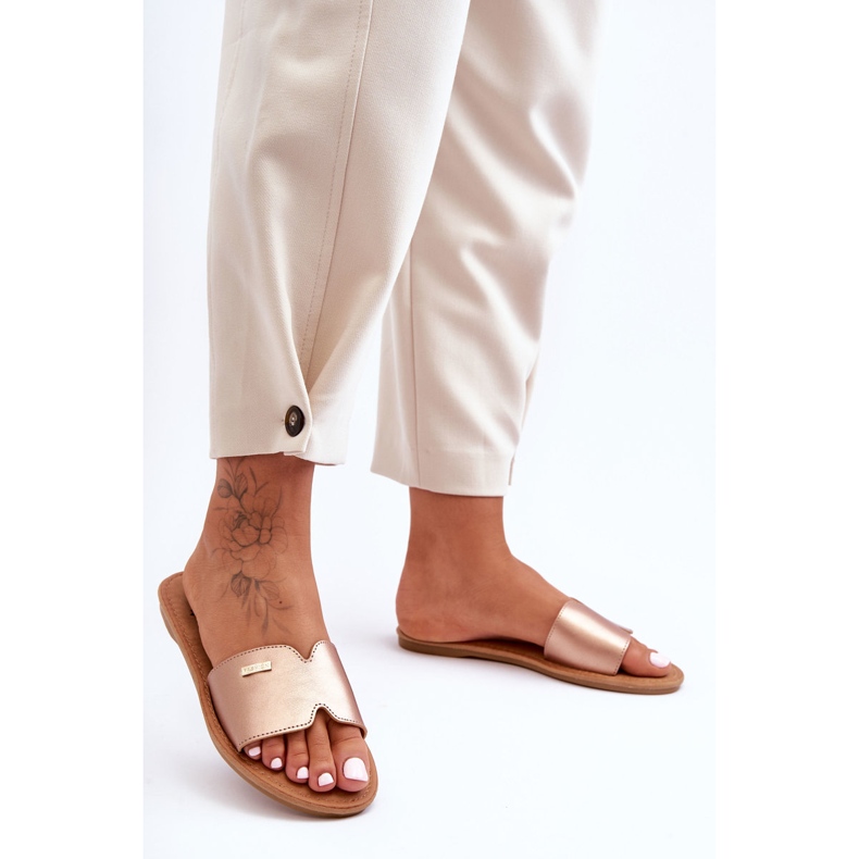 Bekväma platta klackar för kvinnor Rosa Guld Coraline gyllene 1