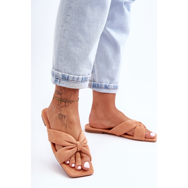 Orange Vanilla Sky Velour Tofflor för kvinnor 1