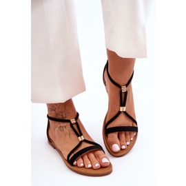 PG1 Platta dragkedjesandaler för kvinnor Svart Jullie 2