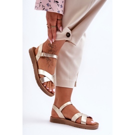 Klassiska lädersandaler för kvinnor Guld Talisma gyllene 1