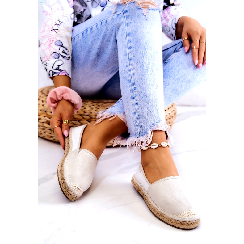 Klassiska Espadriller för damer Big Star JJ274951 Vit-Grå 4