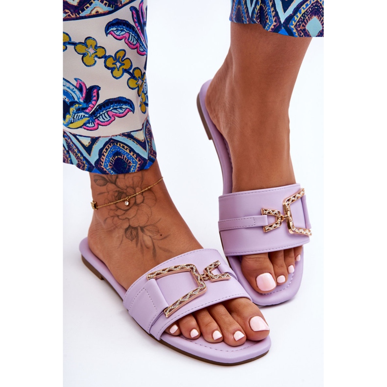 Klassiska tofflor för kvinnor med utsmyckad lila Imponerande violett 2