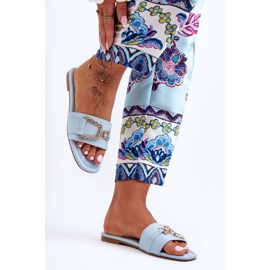 Klassiska blå imponerande tofflor för kvinnor 2