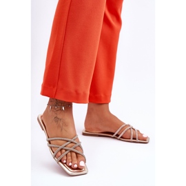 Damtofflor med ränder och strass Gyllene Leomi 1