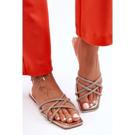 Damtofflor med ränder och strass Gyllene Leomi 2